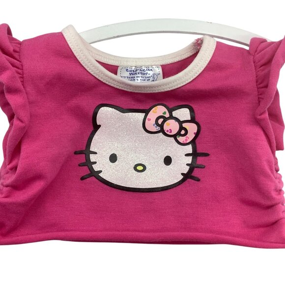 Hello Kitty Pink Outfit Build-A-Bear Workshop Doll Ruffle Sleeves Bow Shorts - Picture 2 of 4